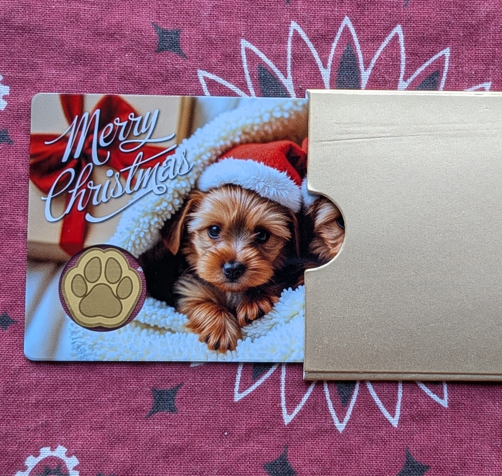 Chad Dog Paw Christmas Xmas 1/1000 Oz .999 Gold Coin in card 50k Mintage