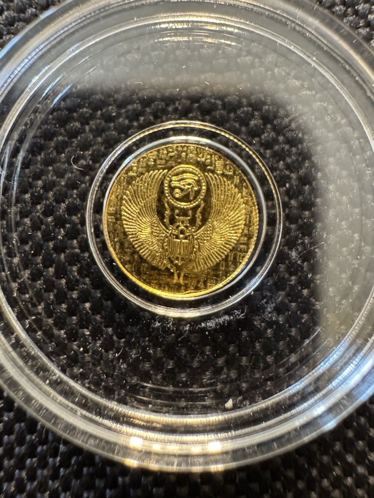 1/200 oz Gold Round • Eye of Horus & Ankh Wings Design • .9999 Fine Gold • Egypt
