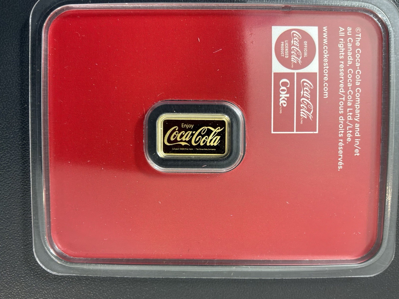 Coca‑Cola 1/2 Gram .9999 Gold Bar in Red Assay Card – Licensed And Collectible
