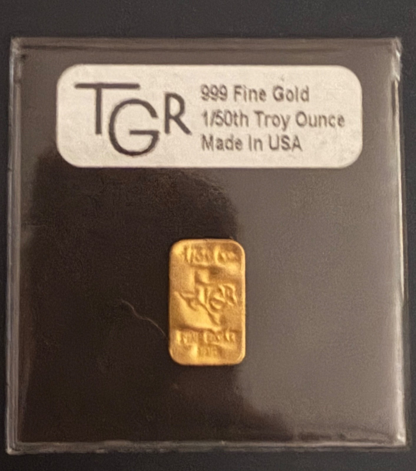 1 /50th GOLD BAR TGR .9999 BULLION Assay with their own Number