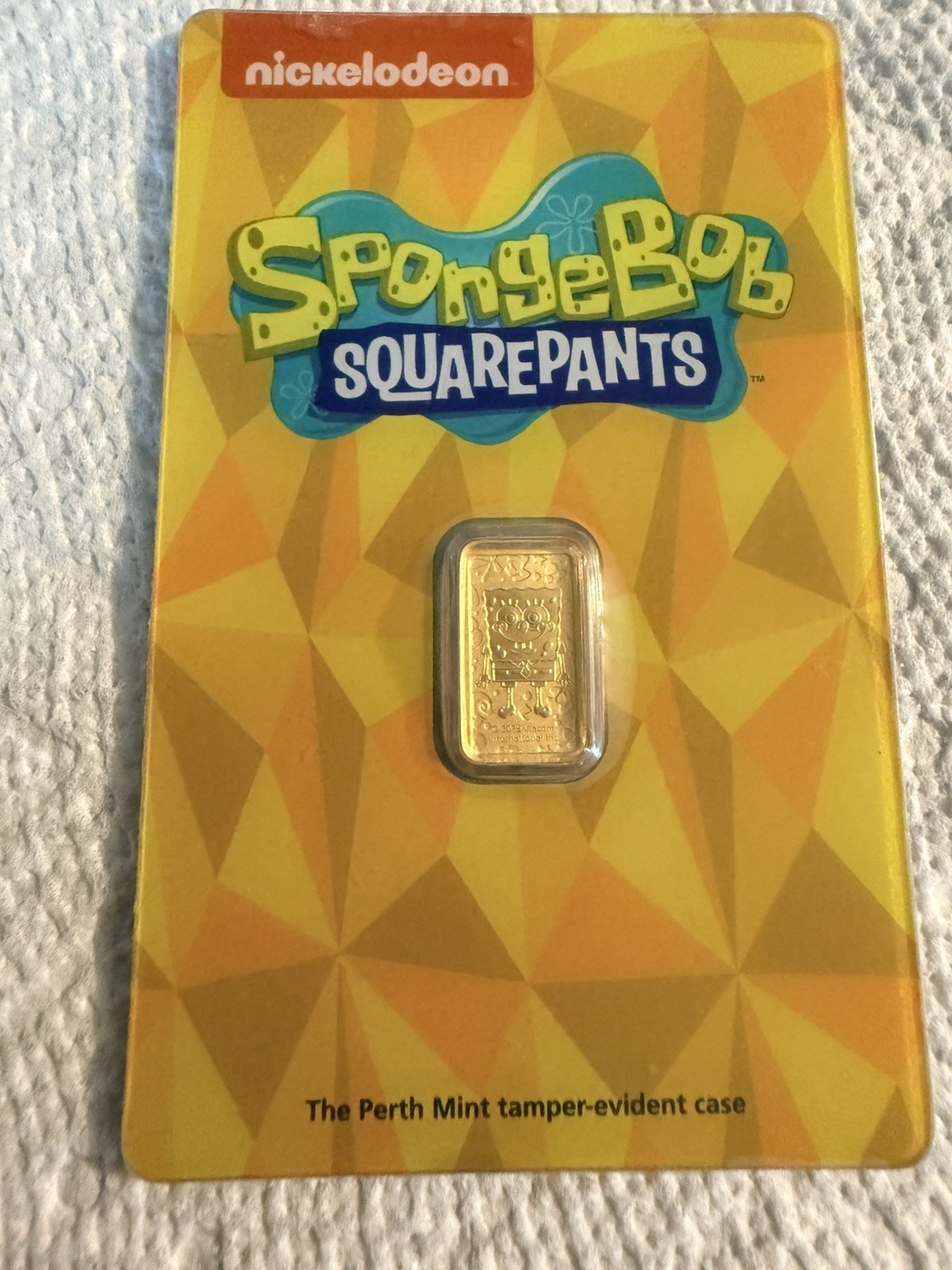 2025 Perth Mint Sponge Bob Square Pants 1 gram .9999 Fine Gold Bar. 5,000 Minted