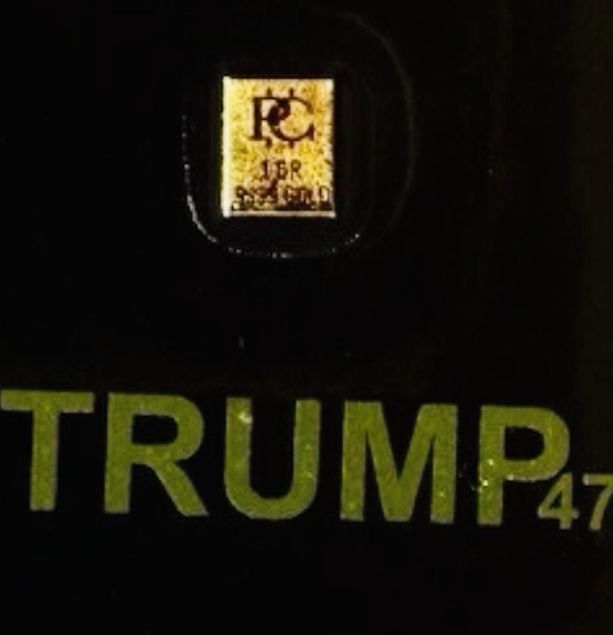 .999 Fine Gold Hand Poured Bar Embedded Trump 47 Au Display Patriots Coin 1Grain