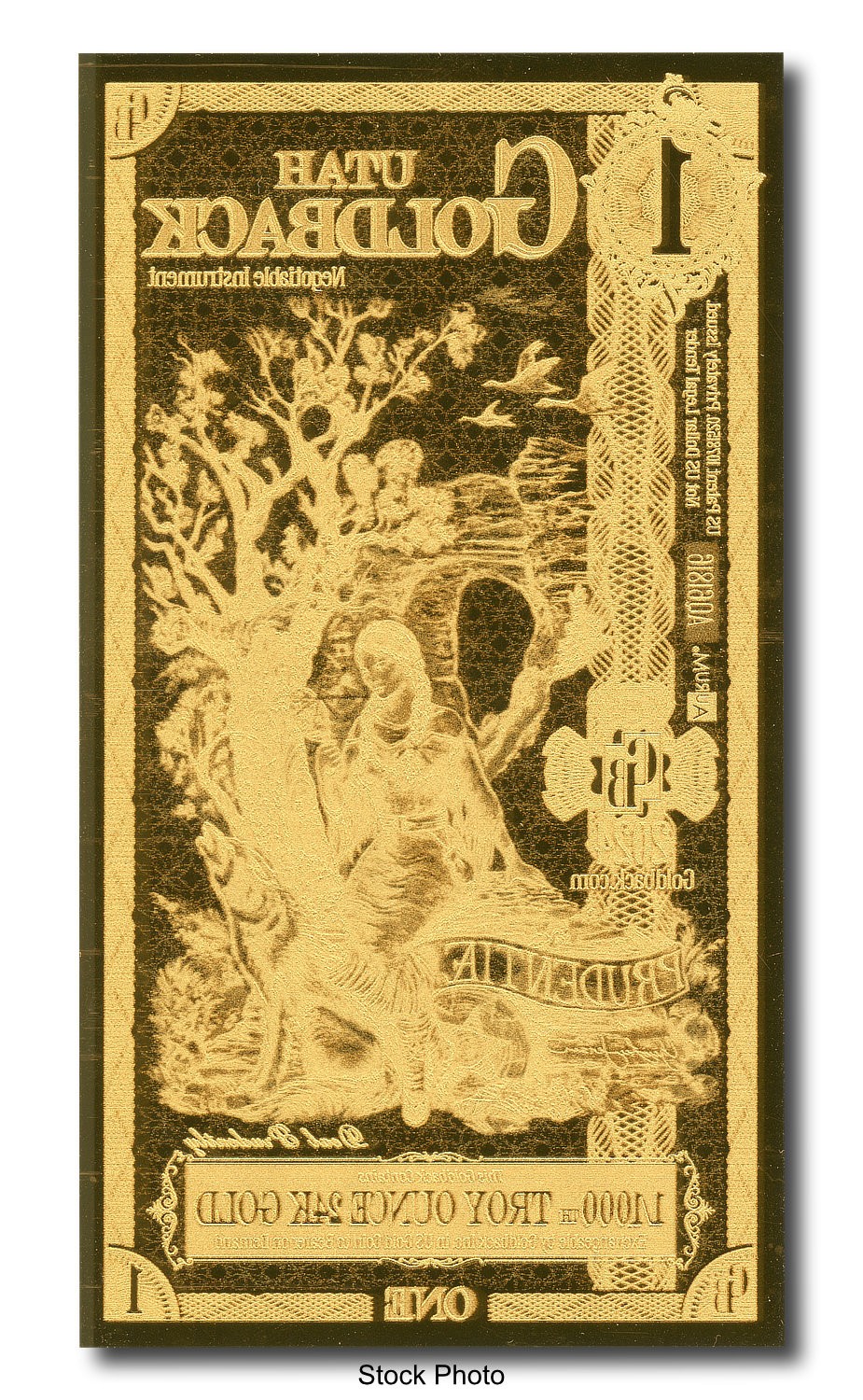 2024 Aurum 1 GB Utah 1/1000 oz 24K Gold Foil Note Limited Edition One Goldback