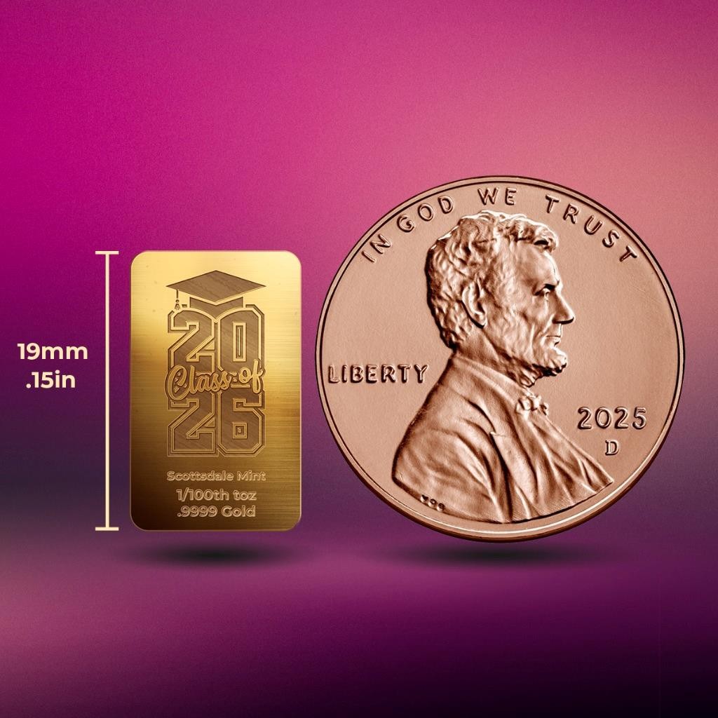 2026 Graduation 1/100 oz .9999 Gold Bar – (Certi-Lock®) Gold Bullion Bar #A147