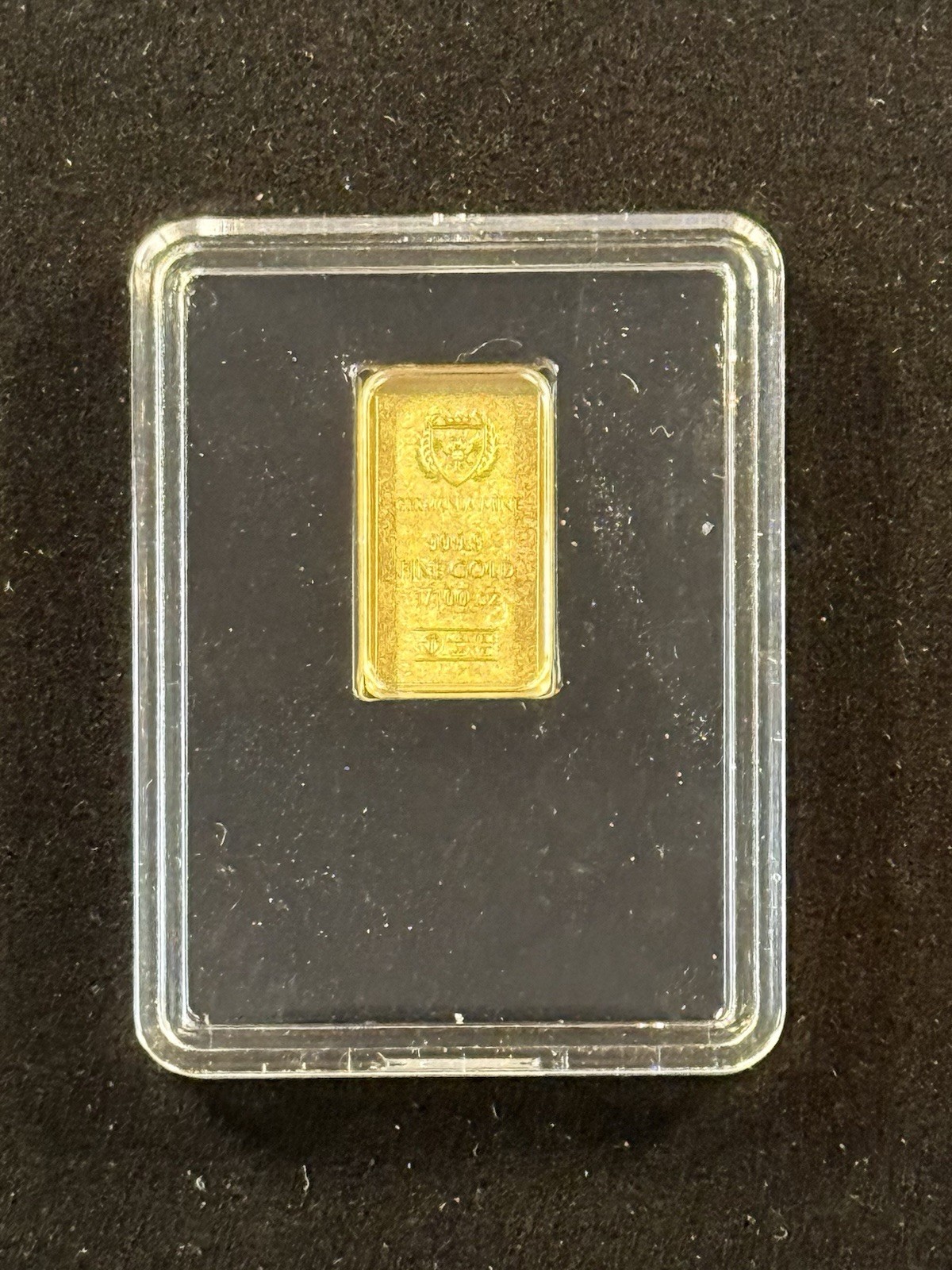 Germania Mint 1/100oz .999 Gold Bar In Holder Fractional Gold Item #531