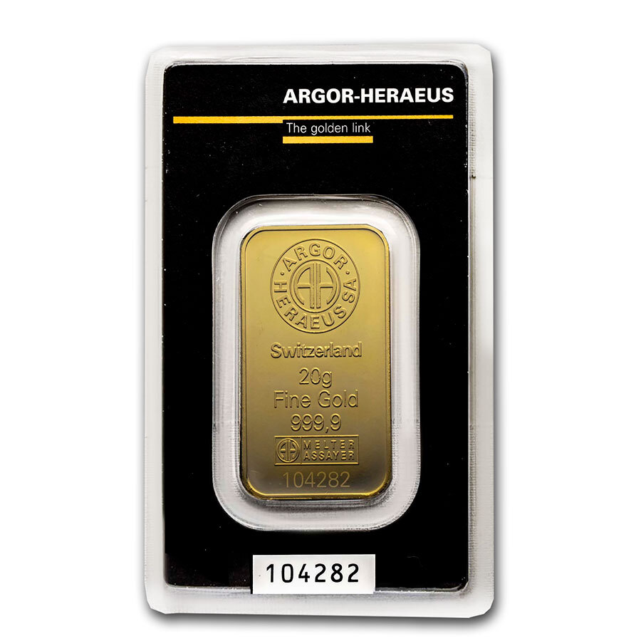 20 gram Gold Bar – Argor-Heraeus (In Assay)