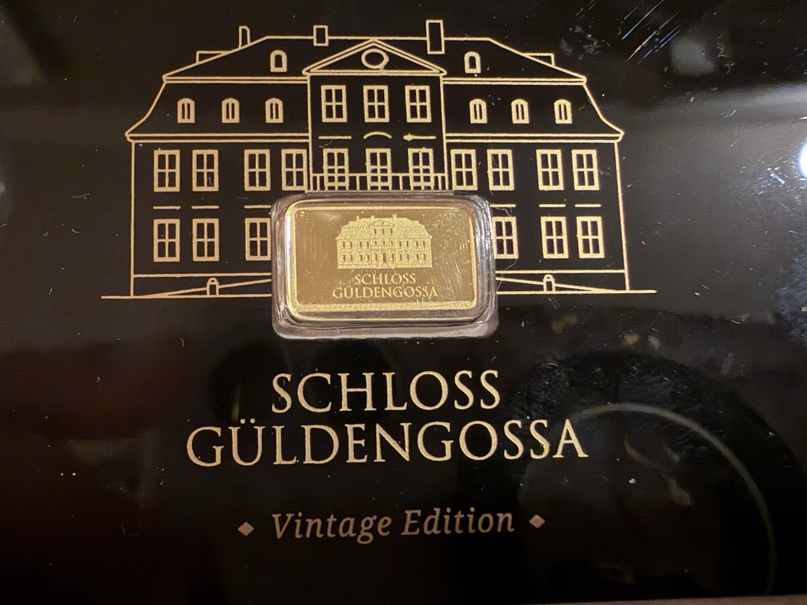 Geiger Schloss Guldengossa Vintage Edition Carded Gold Bar .5 Gram .999 Fine