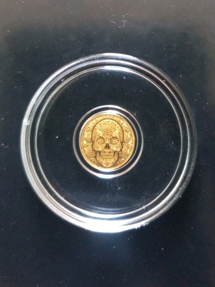 1/200th oz Gold Round, Sugar Skull, Day Of The Dead, Monarch Precious Metals