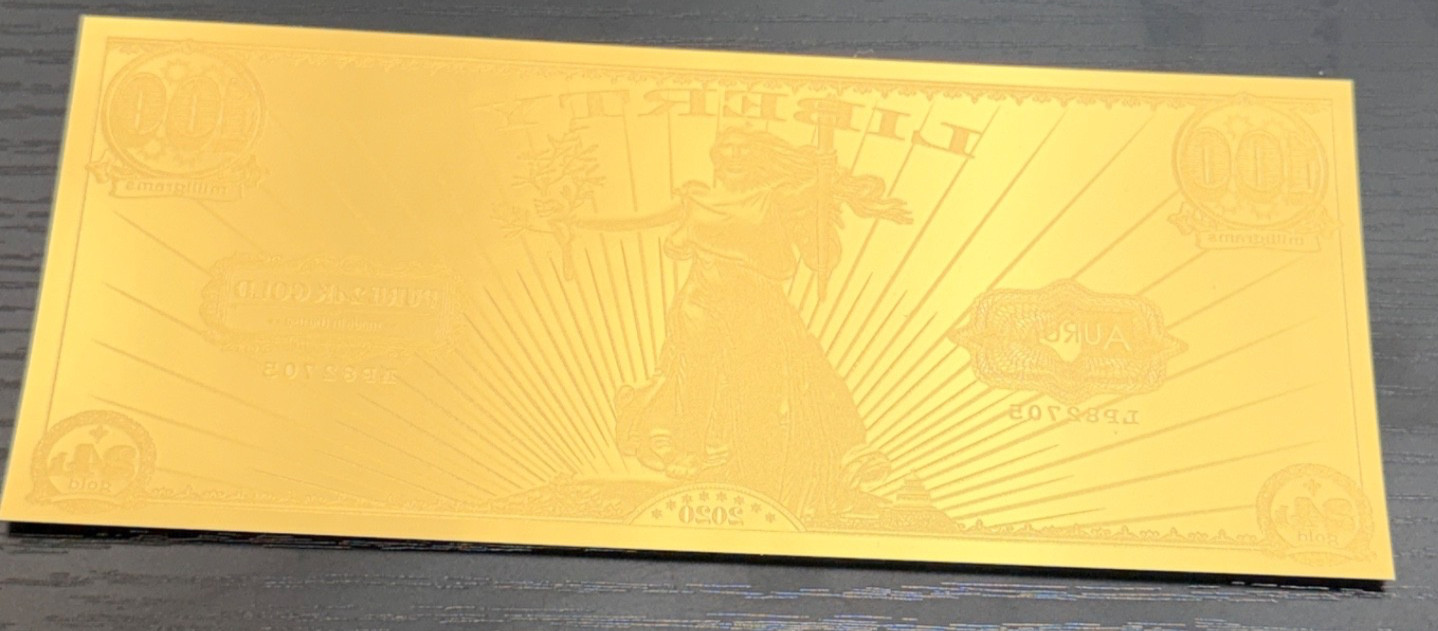 2020 Valaurum Aurum Liberty 100 Milligram 24k .999 Gold Note w/ Org Sleeve