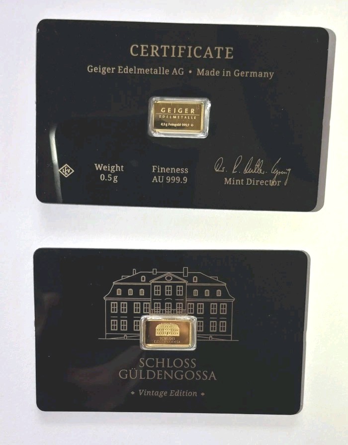 Geiger Gold💥The Rare Original 0.5 Gram Gold Bar💥 Black Assay Card 5000 Made