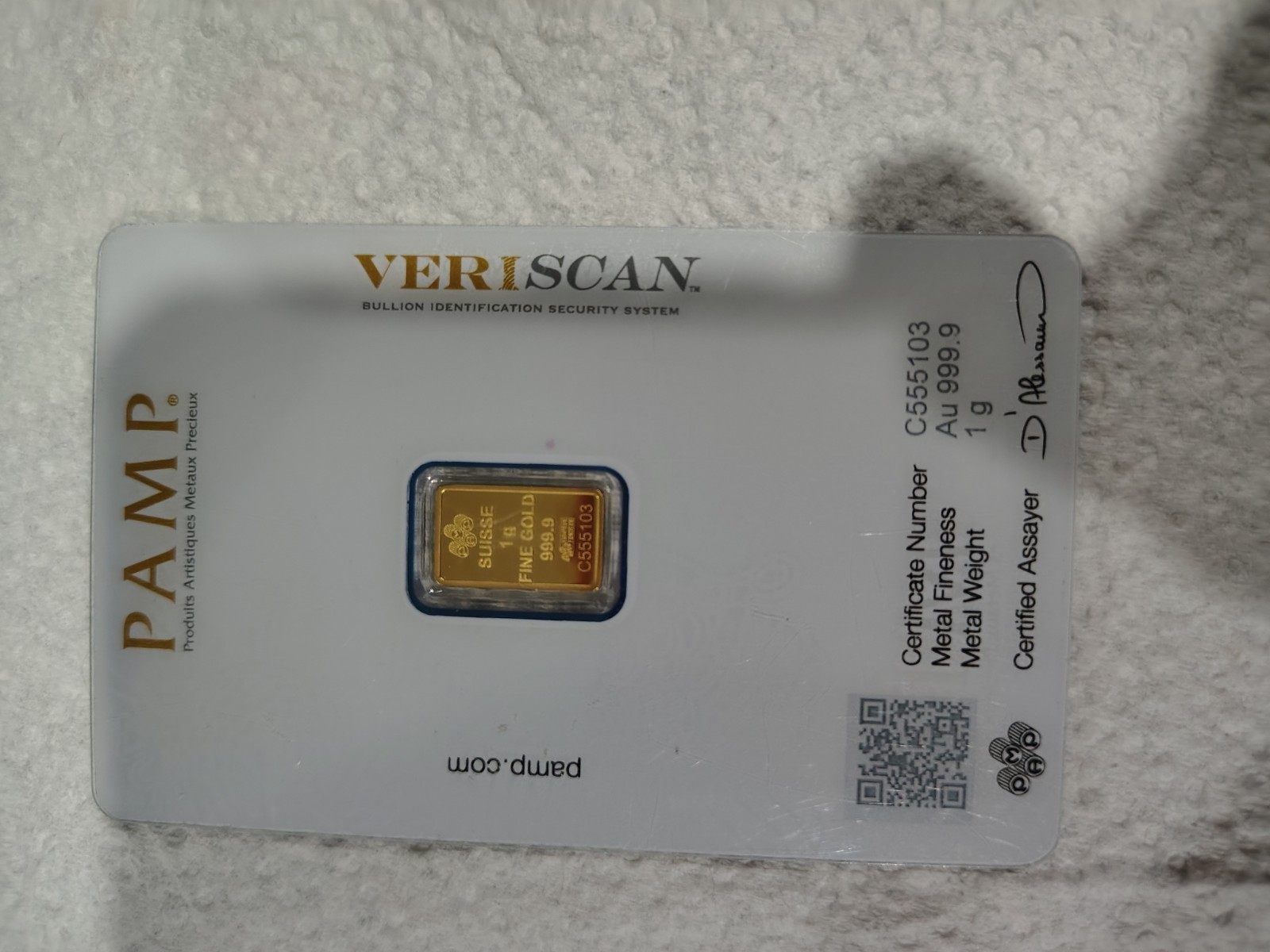 PAMP Suisse Fortuna 1 gram .9999 Gold Bar – Sealed Assay Card