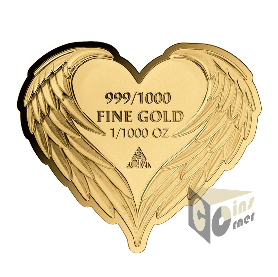 Guardian Angel III 1/1000 Oz 999 Gold Shaped Coin 1000 Francs Gabon