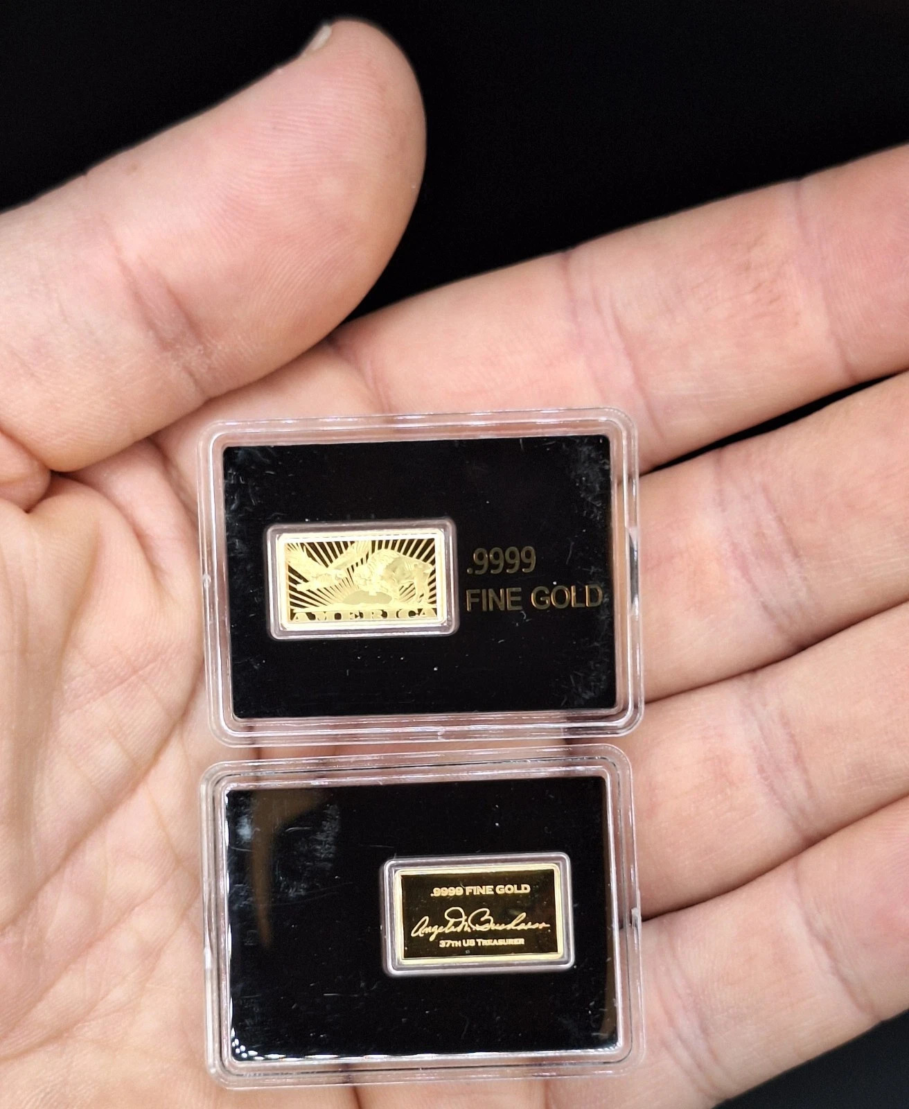 ✨ Set of 2 🇺🇸 Buffalo Eagle .9999 Pure Gold Bars | American Tribute