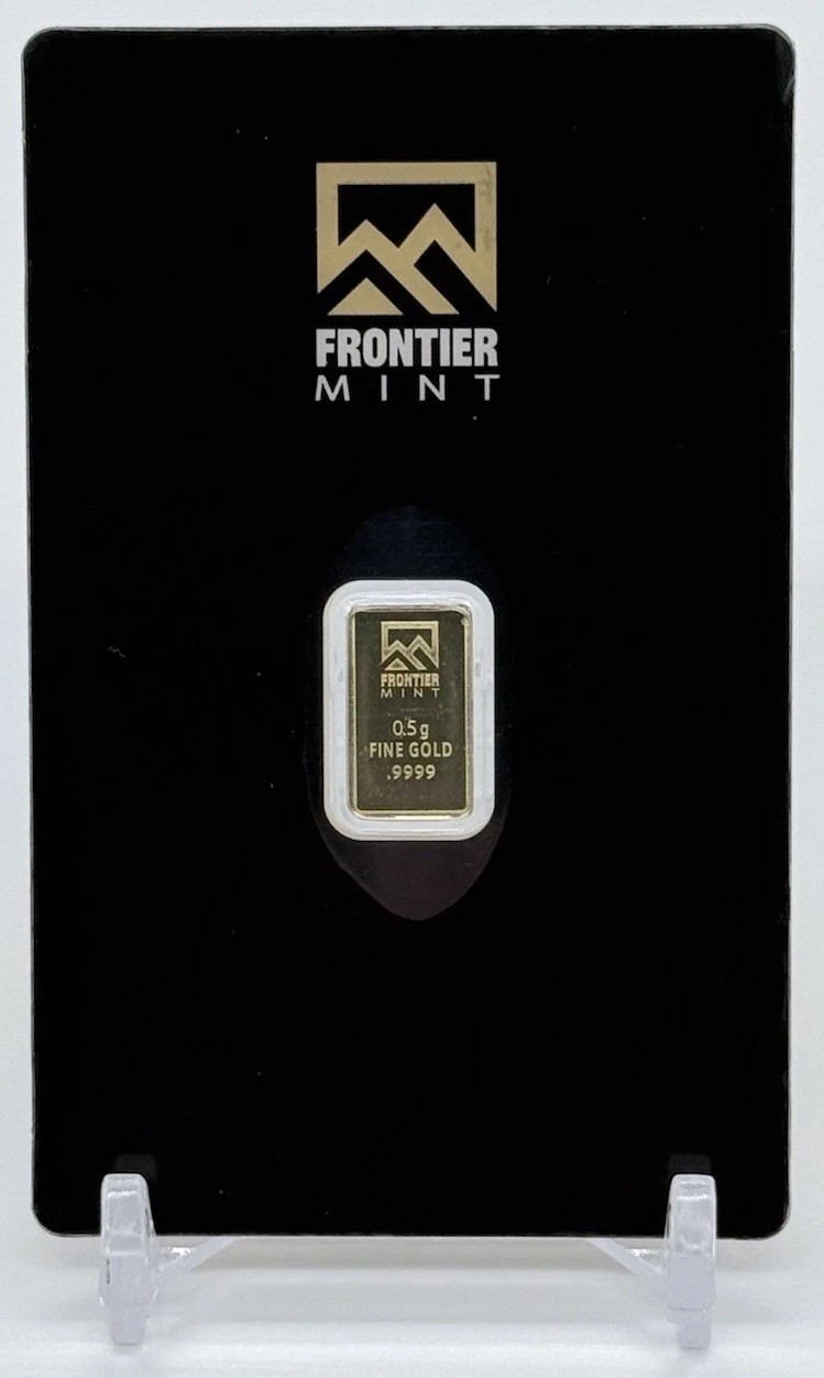 Frontier Mint 0.5g Gold Bar .9999 Fine Pure Gold Sealed In Assay Card 1/2 Gram