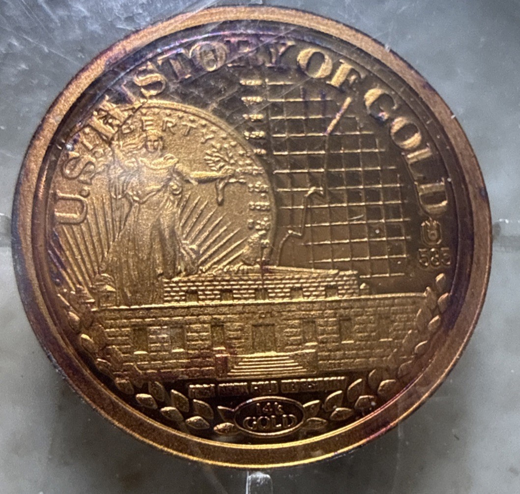 American Mint U.S. GOLD Coin FORT KNOX .585 PROOF Heavily Toned Purple & Blue