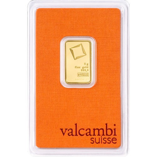 5 Gram Valcambi Gold Bar (New w/ Assay)