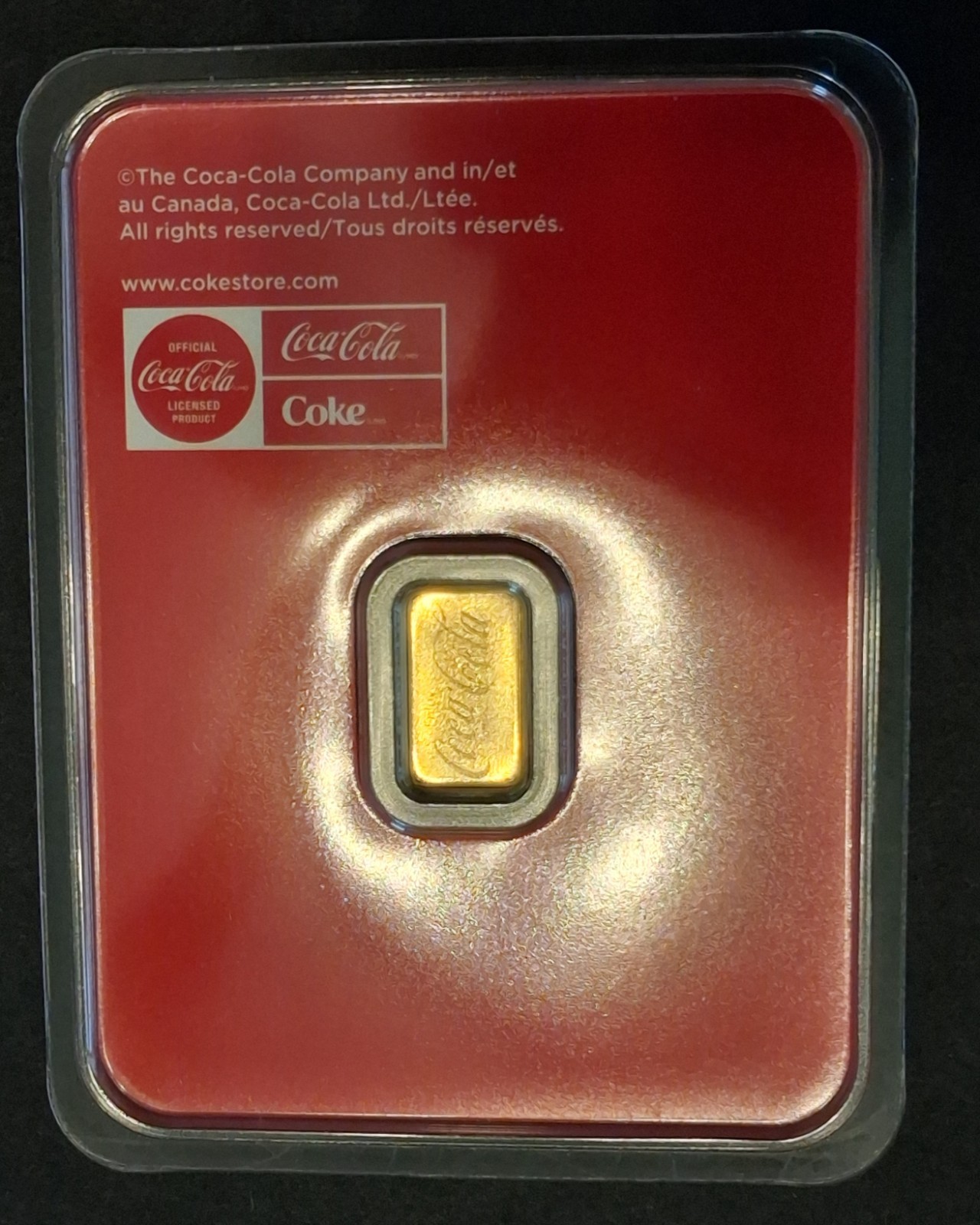 COCA-COLA 1/2 GRAM GOLD BAR .9999 FINE LOW MINTED BAR IN THE ASSAY!!!!!!!!!!!!!!