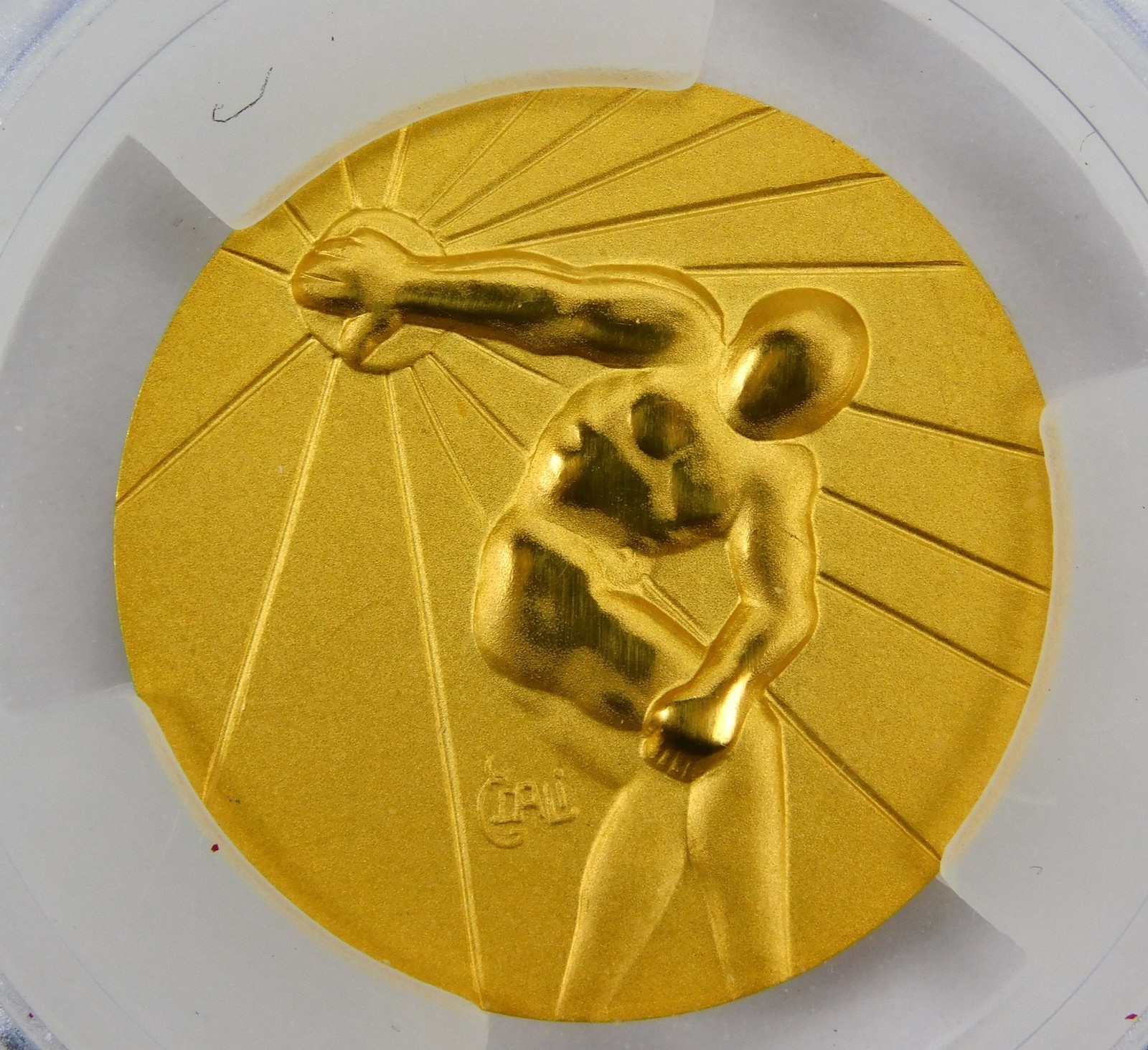 US 1984 Salvador Dali Olympic Games Gold Medal Medallion Round Coin Discus
