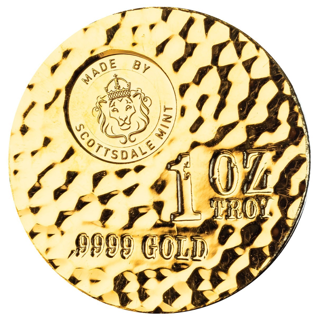 1 oz Tombstone Hammered Gold Round – 1 oz .9999 Gold w/ COA BU #A418