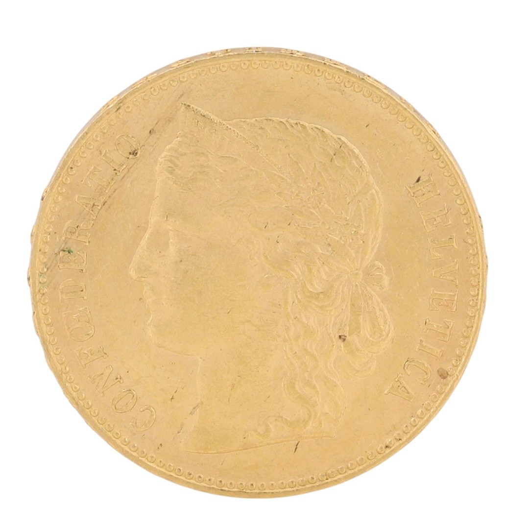 1893 Switzerland 20 Francs Helvetia 90% Gold Swissmint Round Bullion 6.45 Grams