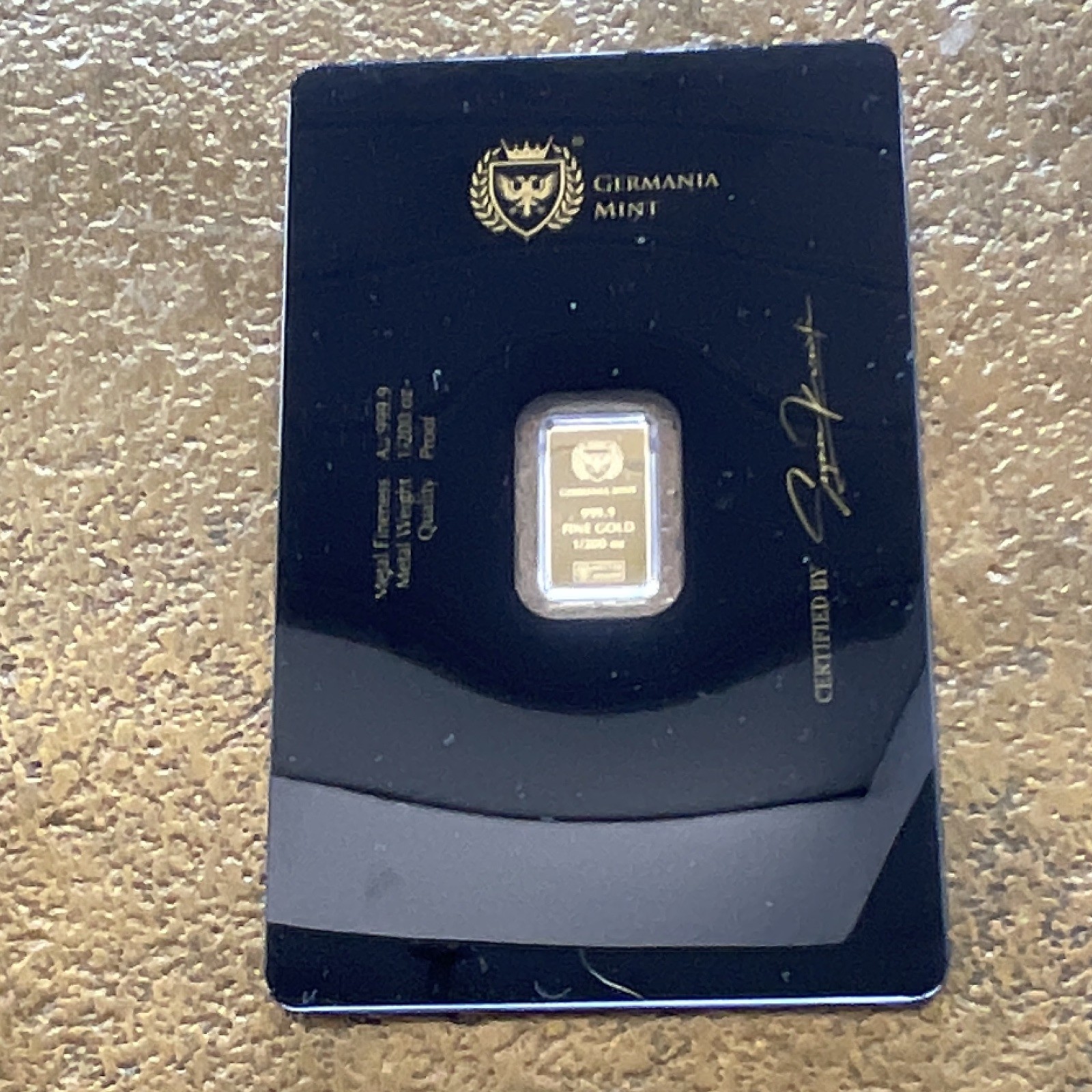 Germania Mint 1/200 Gold Bar in Sealed Assay Card Certified