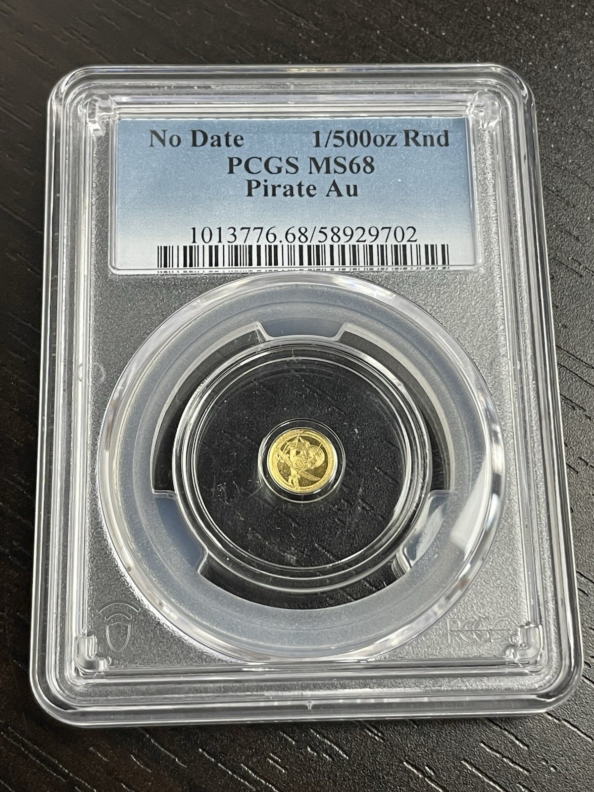 Pirate’s Gold 1/500th oz Gold Round – Gold Composition – PCGS MS68 PCGS