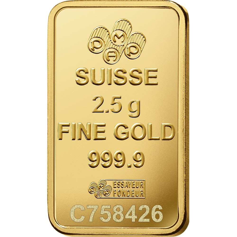 2.5 gram Gold Bar – PAMP Suisse – Rosa – 999.9 Fine in Sealed Assay