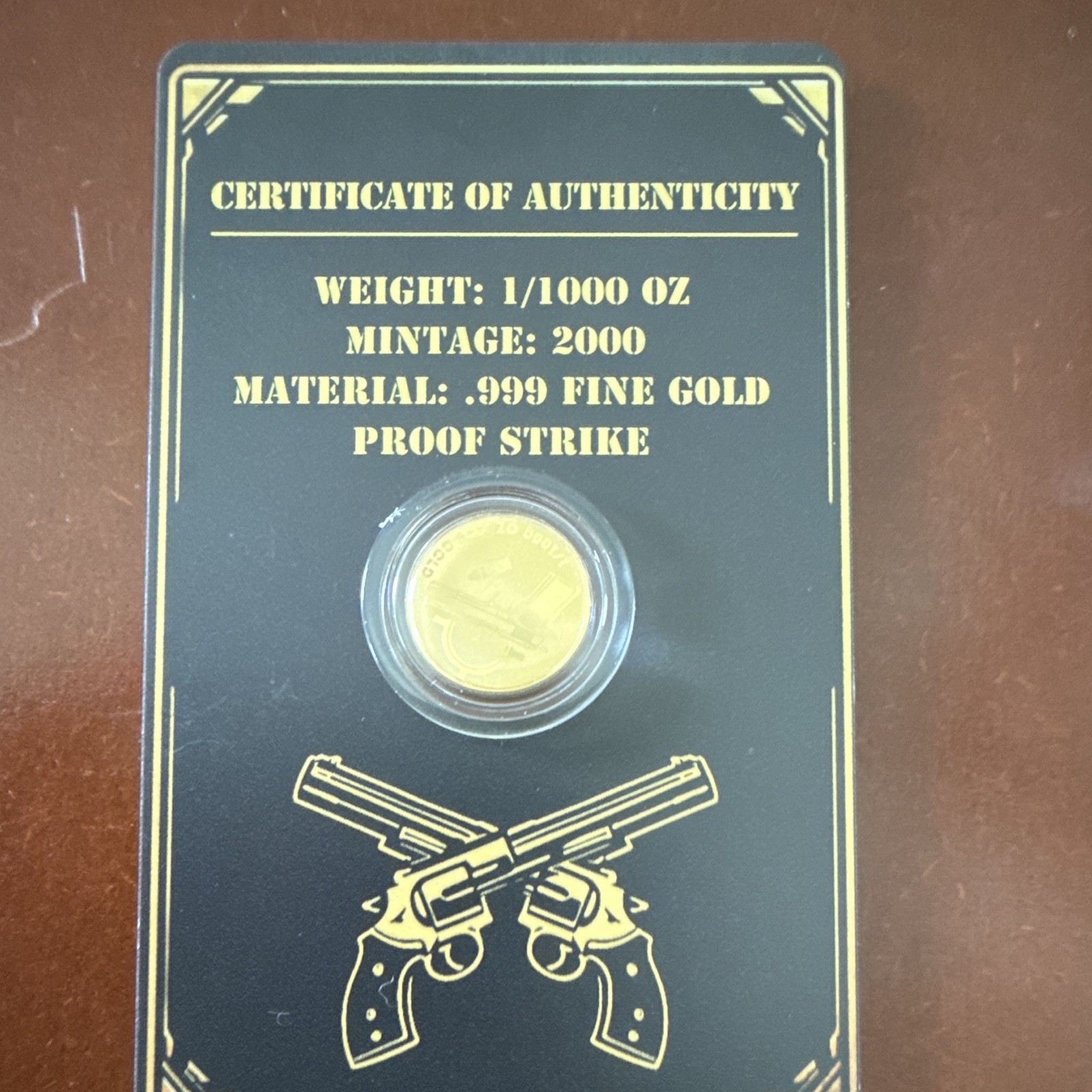 2nd Amendment 1/1000 oz Gold Round Proof Strike w/ Certificate of Authenticity