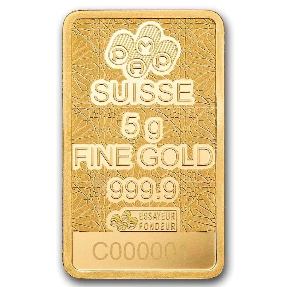 5 gram Gold Bar – PAMP Arabian Falcon (w/Assay & Frame)