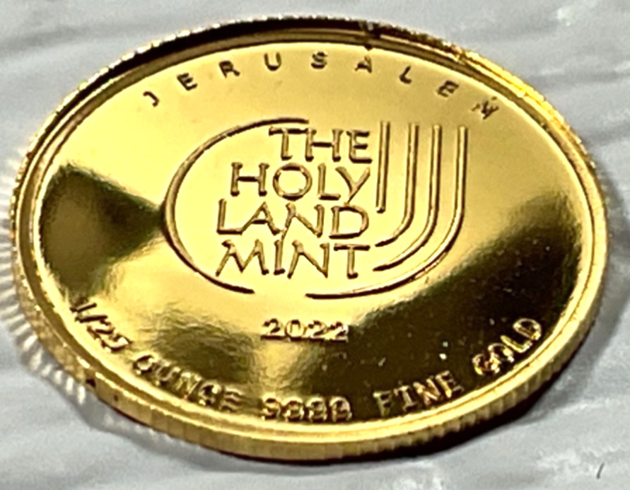 2022 Holy Land Mint Dove of Peace 1/25 oz Gold Round In Mint Capsule
