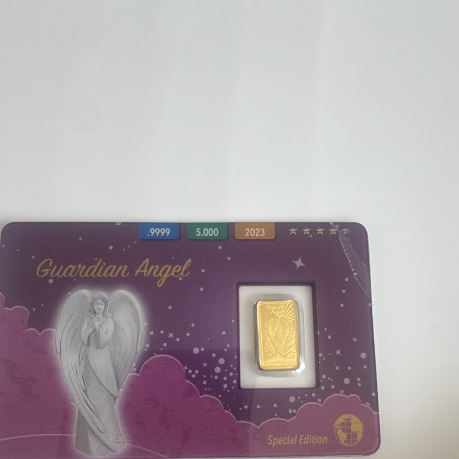 Samoa 2023 Guardian Angel Special Edition Gold Bar 0.5g .9999 Fine