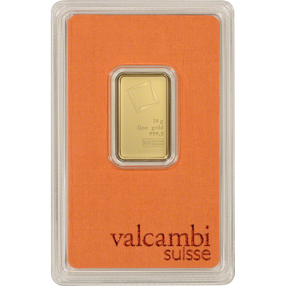 10 gram Gold Bar – Valcambi Suisse – 999.9 Fine in Sealed Assay