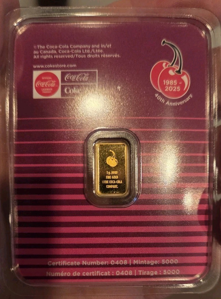 CHERRY COKE 1 Gram Gold .9999 FINE Gold! PAMP Suisse COA – 5,000 Minted!🍒