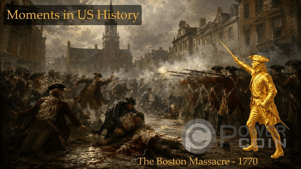 BOSTON MASSACRE Moments in US History 1/1000 Oz Gold Medal