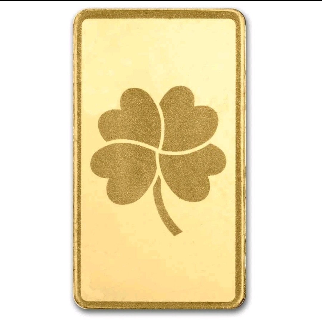1/2 gram Gold Bar – Half Gram of Luck (Green Lucky Clover Card) Birthday Gift
