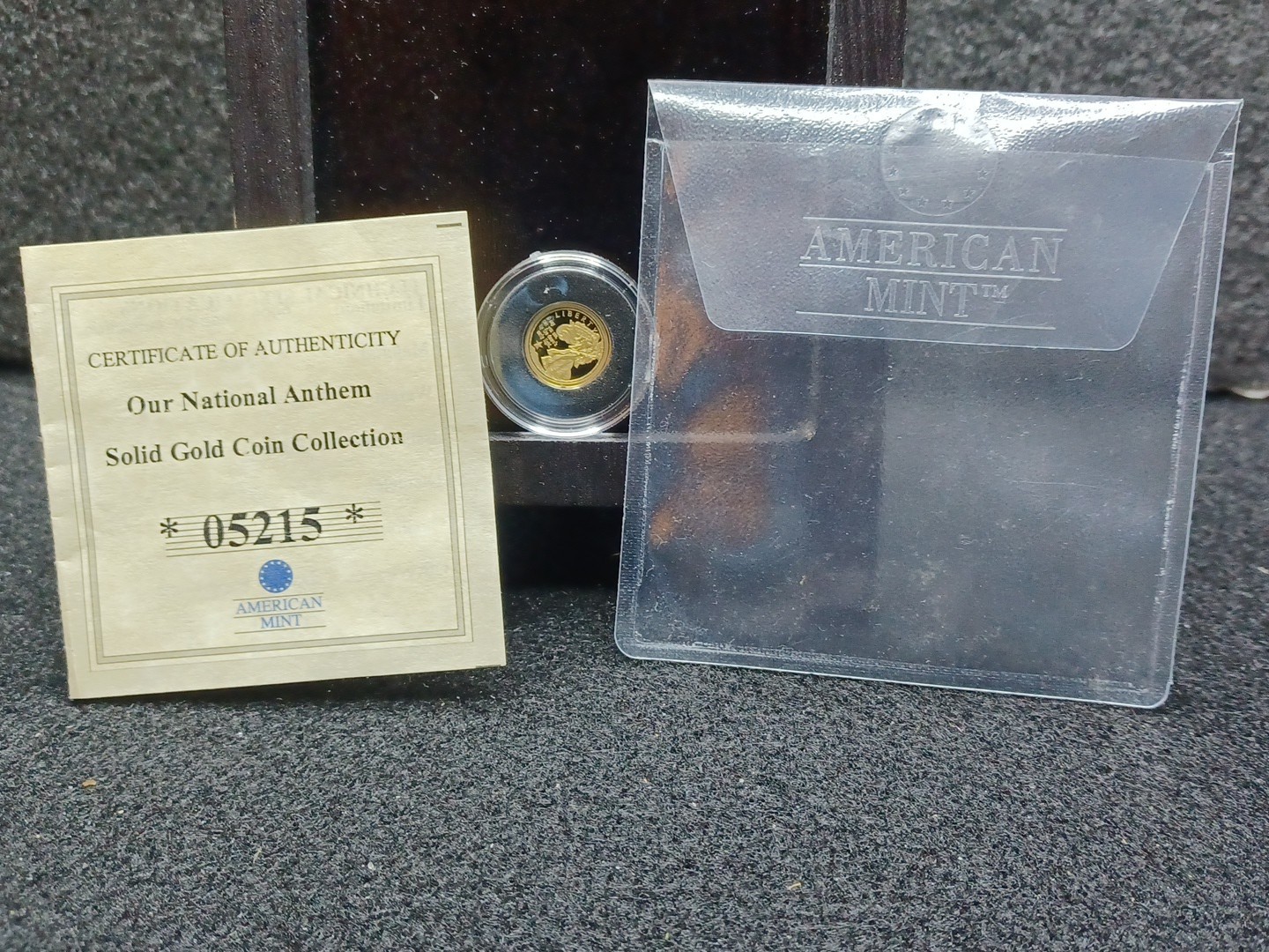 American Mint 0.5 Gram 14K Gold Proof Round Our National Anthem Solid Gold Coll.