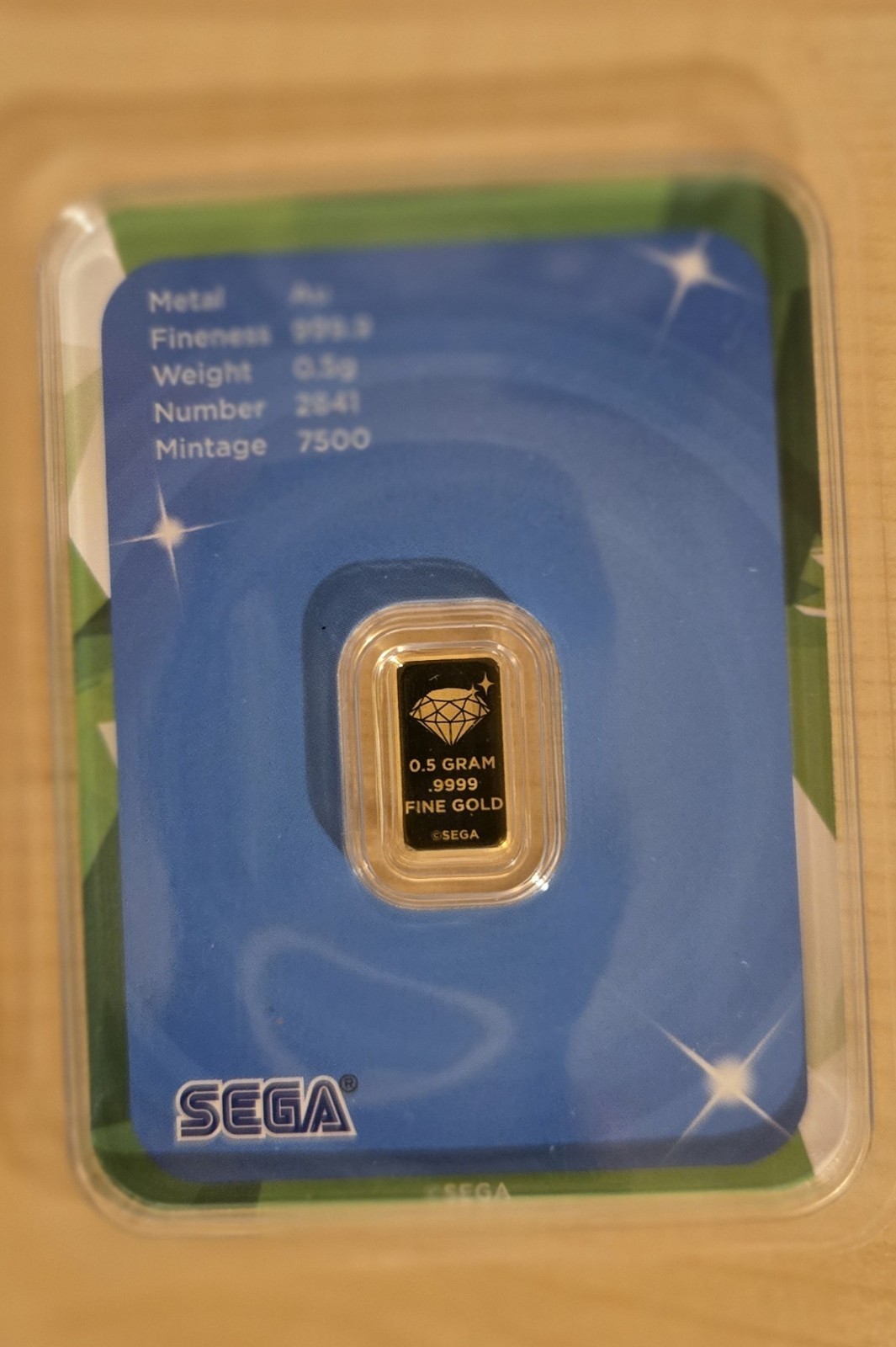Sonic the Hedgehog Sega 35th Anniversary 1/2 Gram Solid Gold Bar Factory Sealed