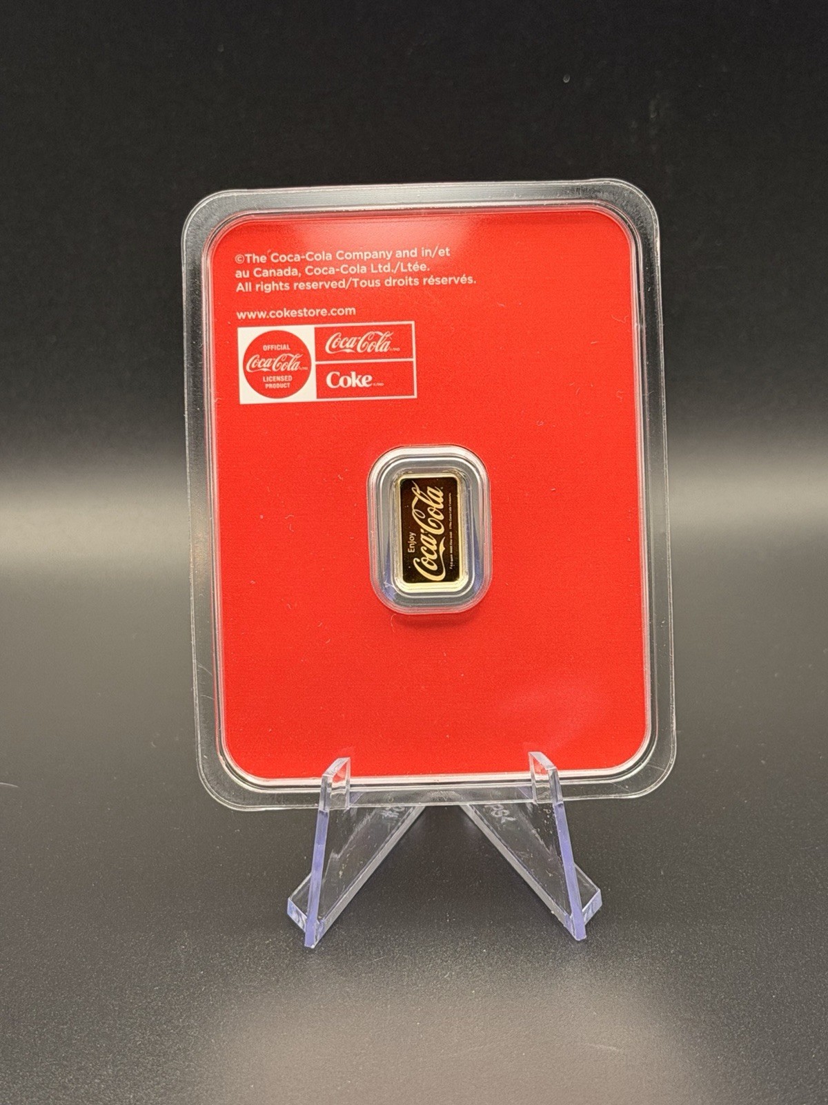 Coca-Cola Gold Bullion Bar Collectible in Branded Packaging 1/2 Gram
