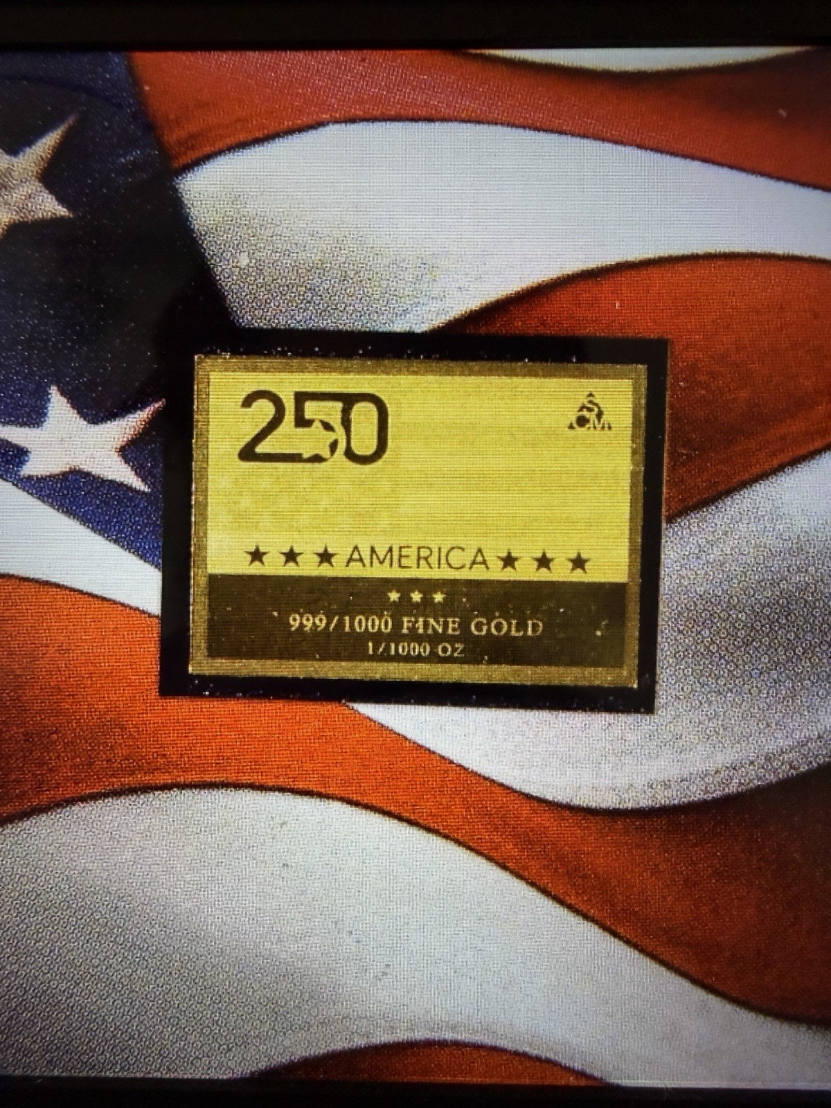 America 250 Gold Bar In Assay 1/1000 Oz