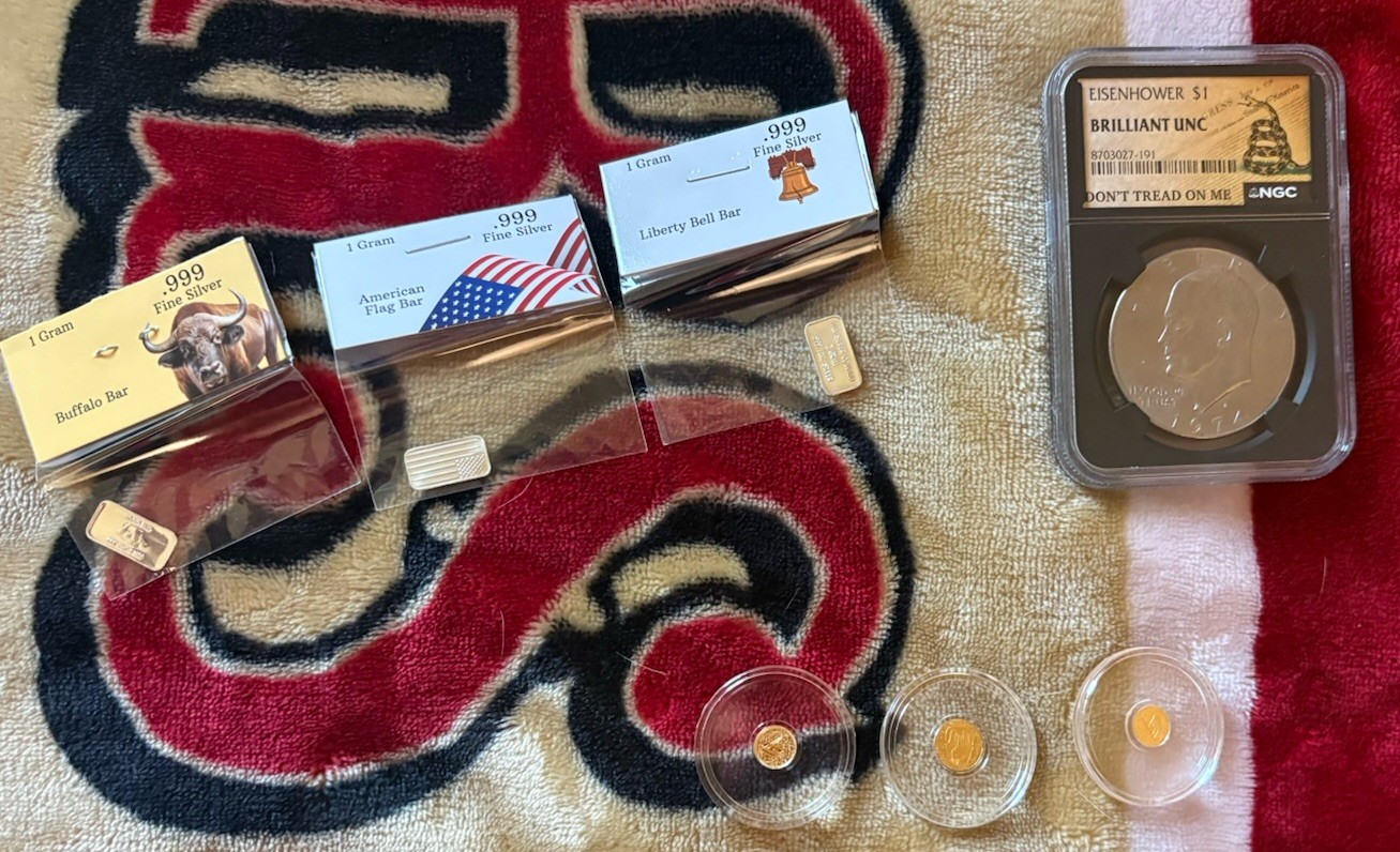 24k Gold Coins / .999 Pure Silver Bars Bullion + 1974 Eisenhower $1 GRADED