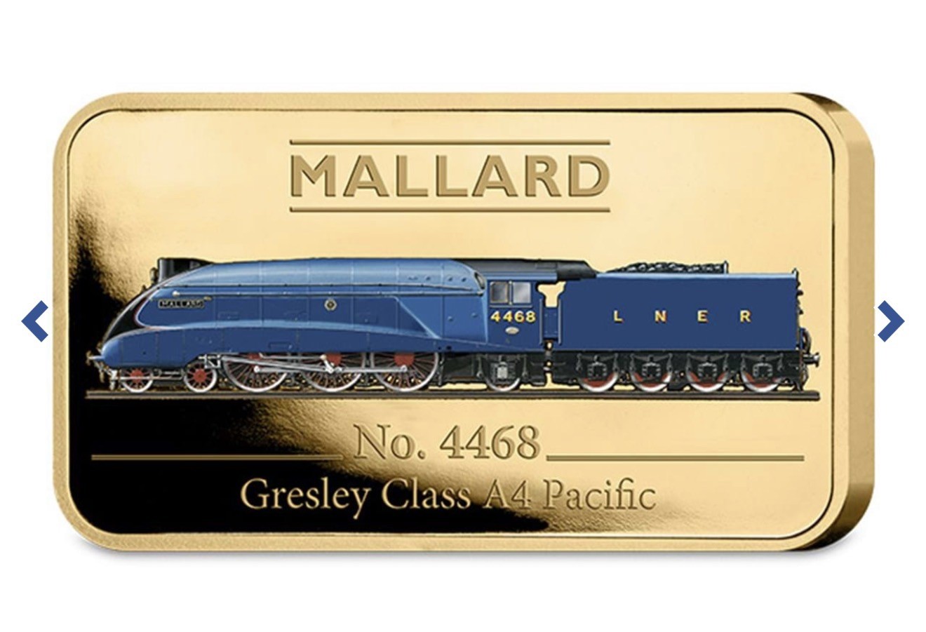 FAMOUS MALLARD – GREAT BRITISH RAIL WAY HERITAGE GOLD PLATED INGOT CAPSULED