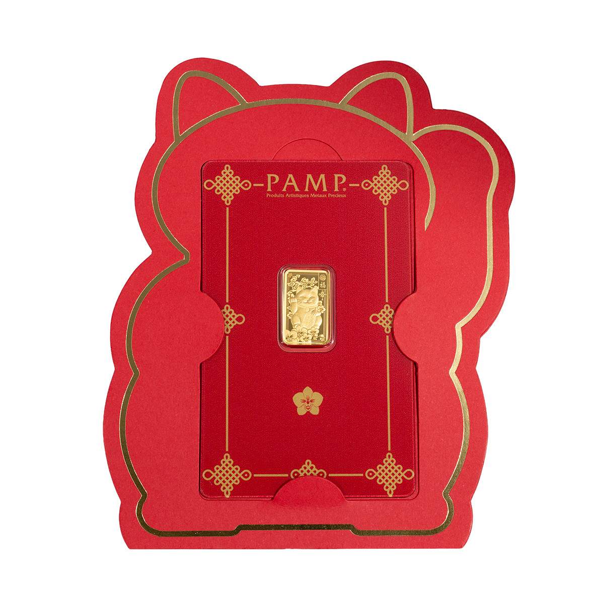 LUCKY CAT GOOD LUCK PAMP SUISSE 2.5 GRAM .9999 Pure 24karat GOLD Bullion Bar