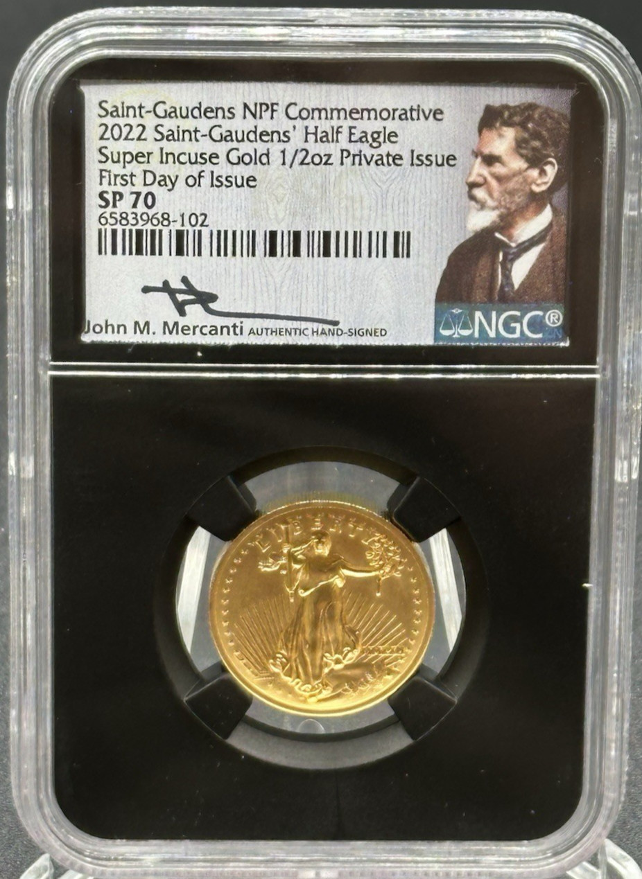 2022 Saint Gaudens Commem Super Incuse SP70 1/2 ozGold and 2oz Silver 2-Coin Set