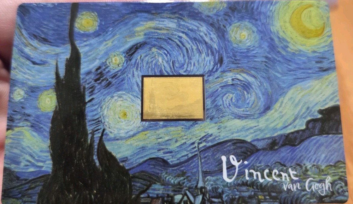 2025 Vincent Van Gogh Starry Night 1/1000Oz .999 Gold Coin card 3000 Francs Chad