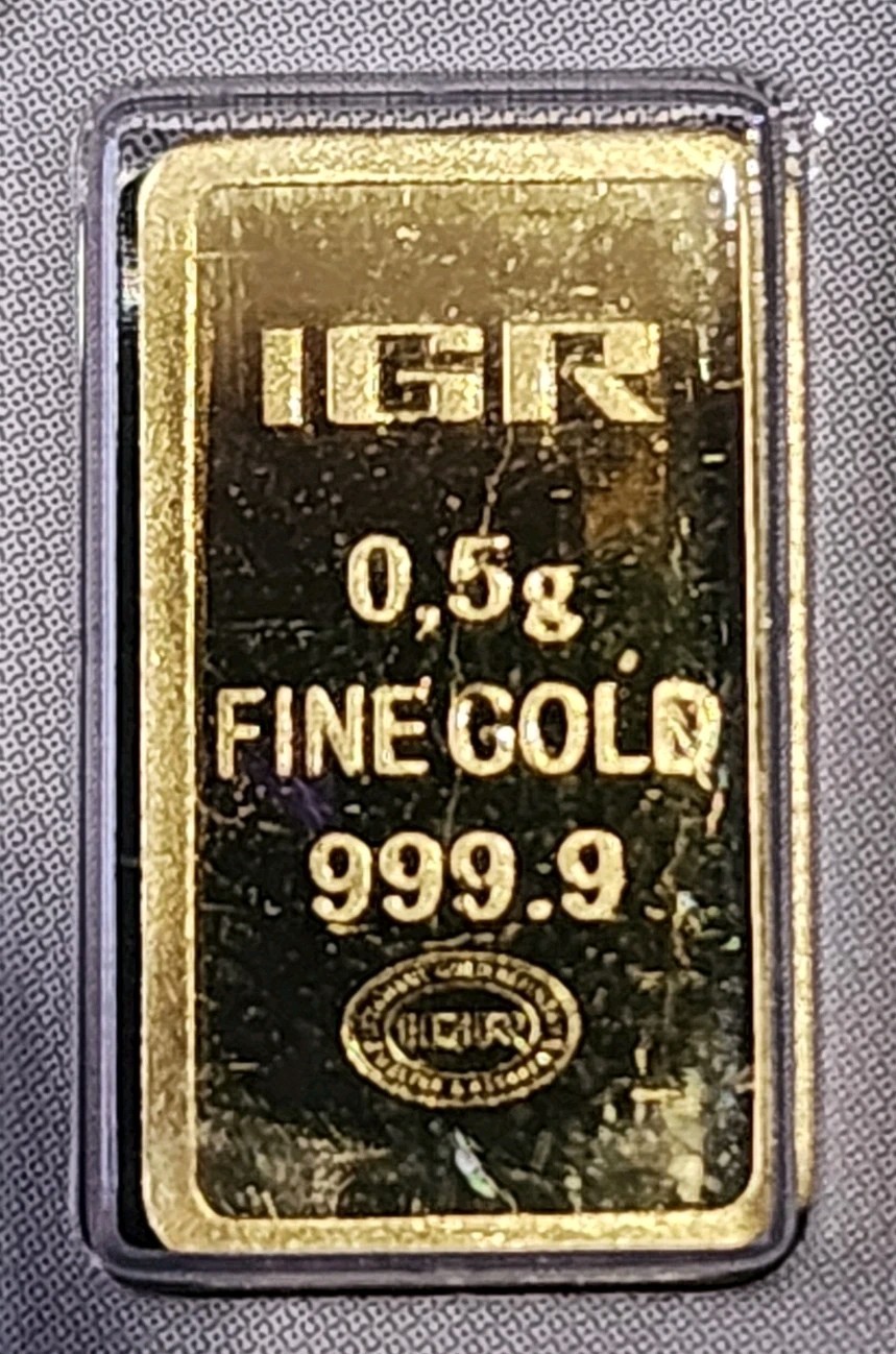 1/2 Gram .5 IGR Support Our Troops 999.9 Fine Gold Bar Factory Seal #BEA12337