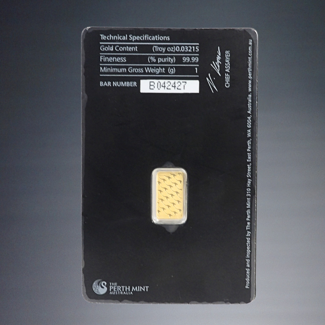 THE PERTH MINT AUSTRALIA 1 GRAM 99.99 FINE GOLD BAR ASSAY CARD