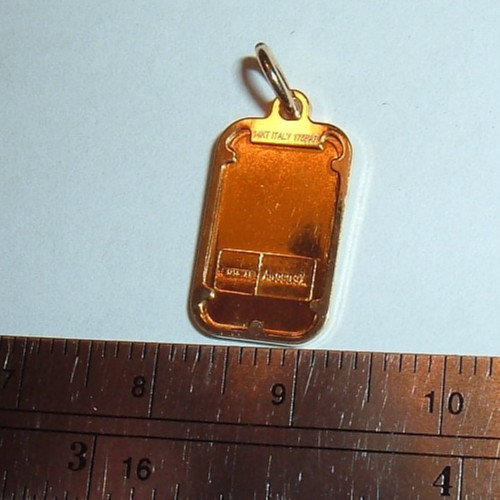 24K STAFANO ORO ITALY 999.9 FINE GOLD BAR 14K GOLD BEZEL CHARM PENDANT 1.51 gram