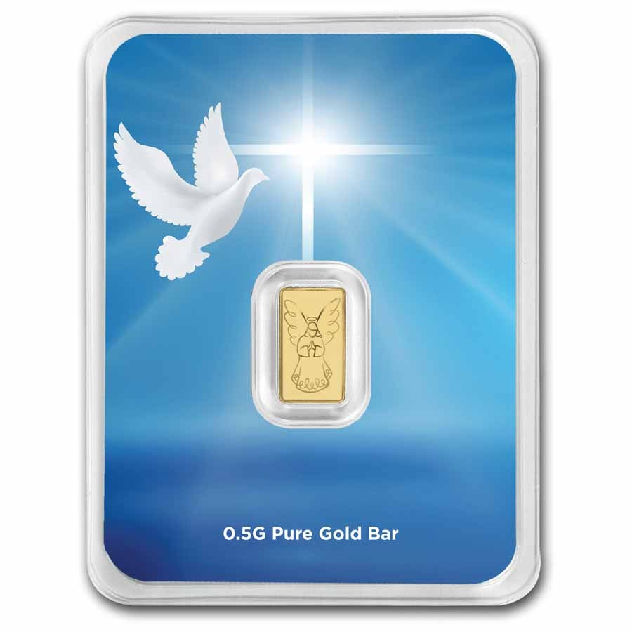 1/2 gram Gold Bar – Angel & Praying Hands (Dove & Cross Card TEP)