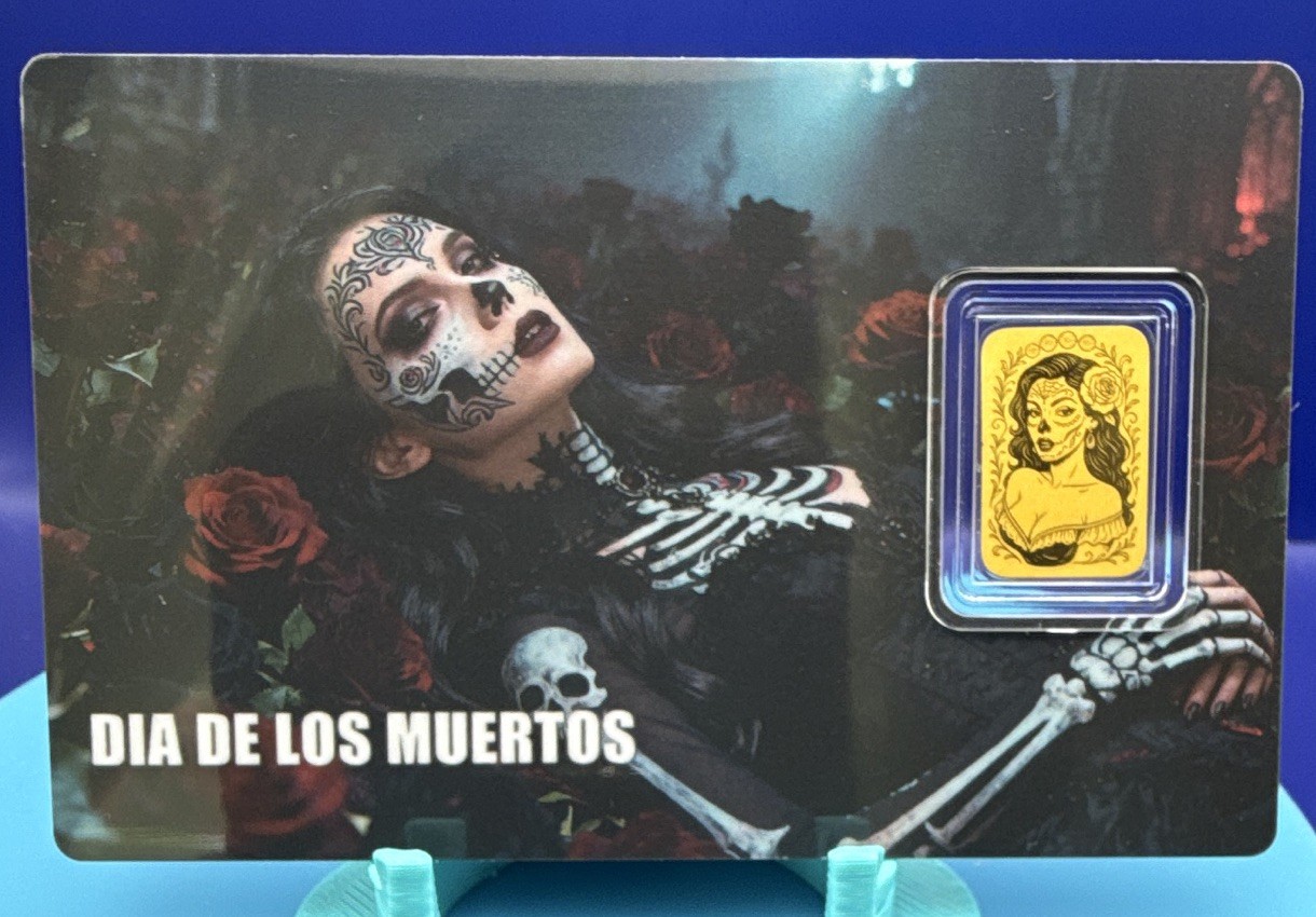 Republic of Liberia 2026 Dia de los Muertos Gold Bar .9999 Fine 1/1000 oz