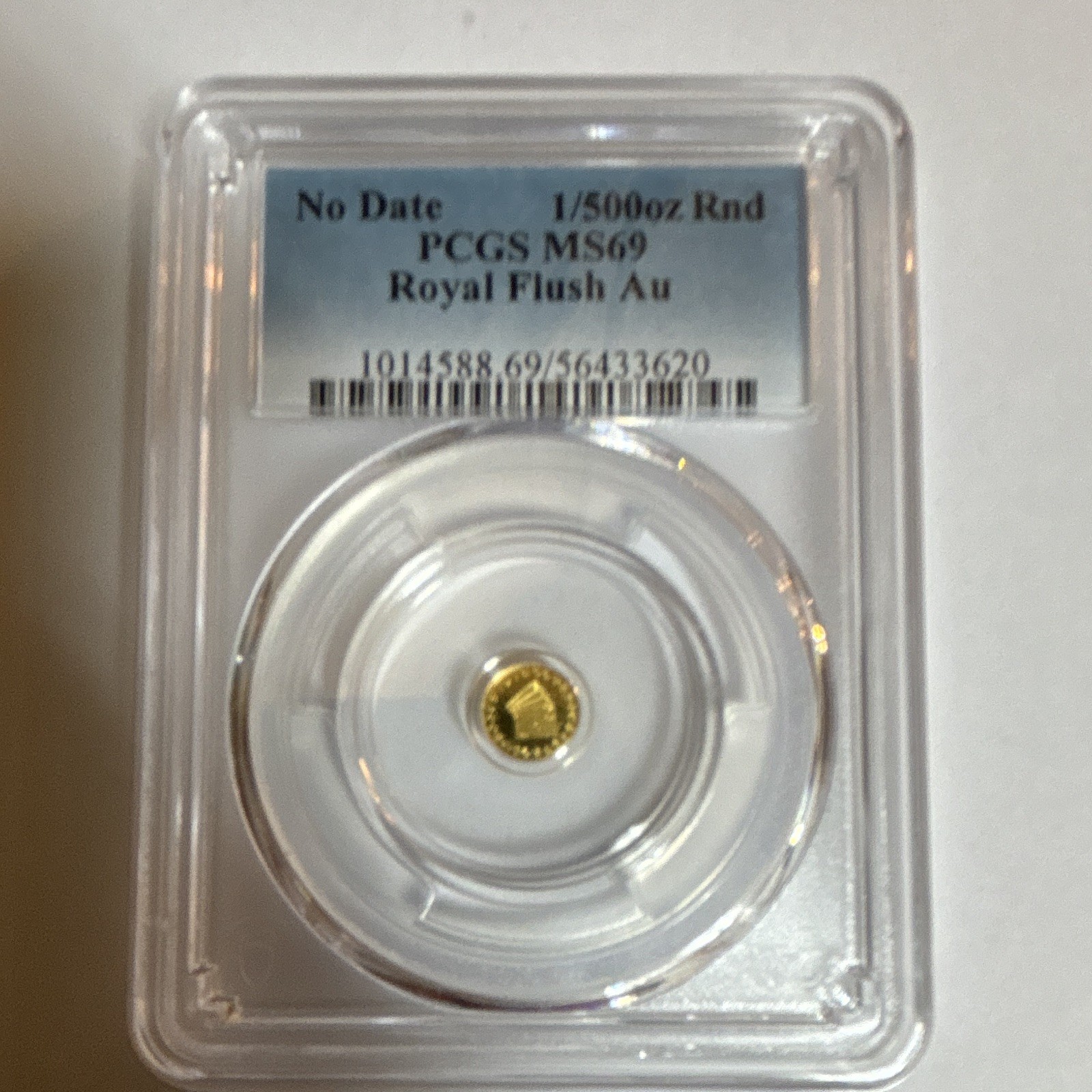 1/500 oz Gold Round Royal Flush Series PCGS MS69 Mint State Micro Gold Slabs